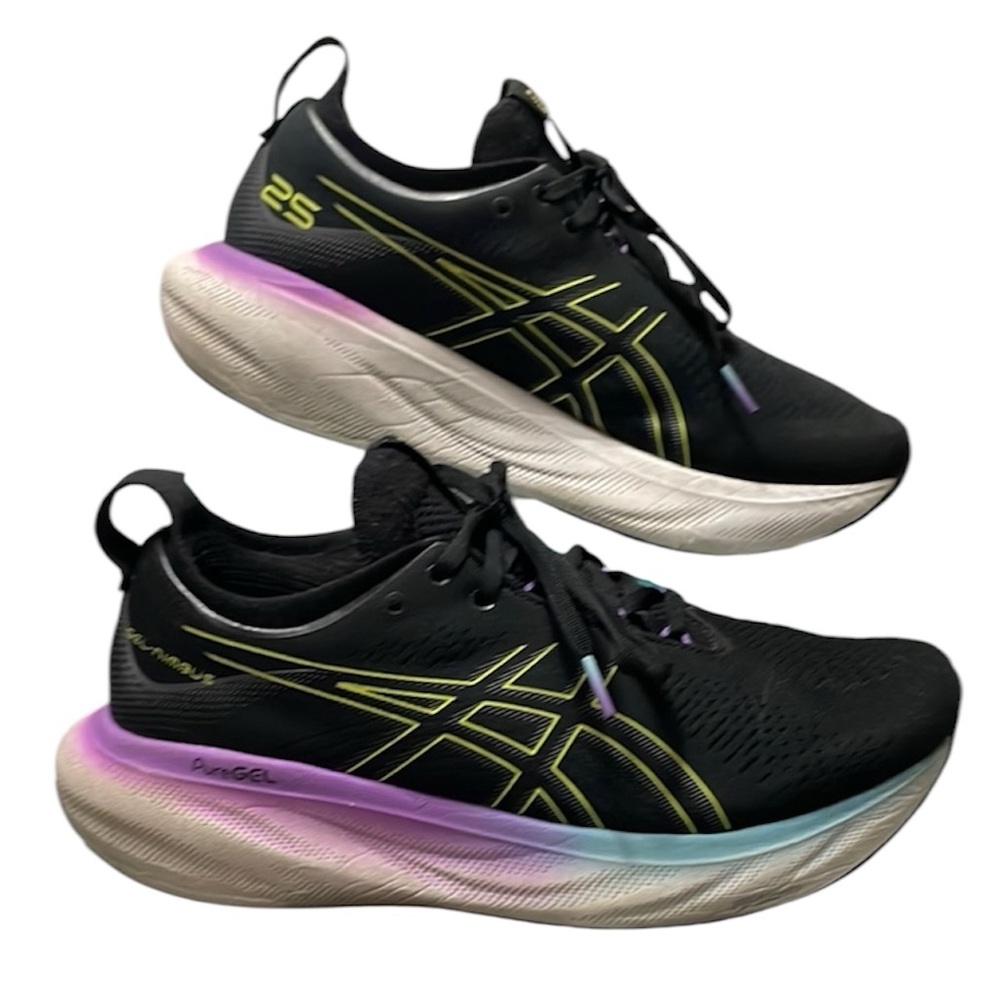 ASICS Nimbus 25 Platinum Women's Road Running Shoe Black Size 10 Walking Comfort